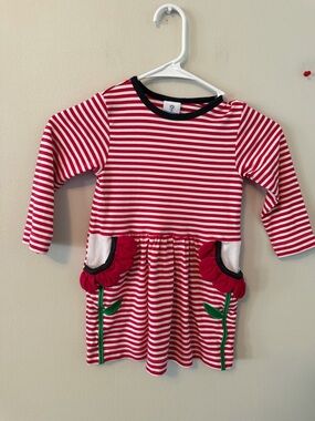 Florence Eiseman Striped Flower Pocket Kids Dress